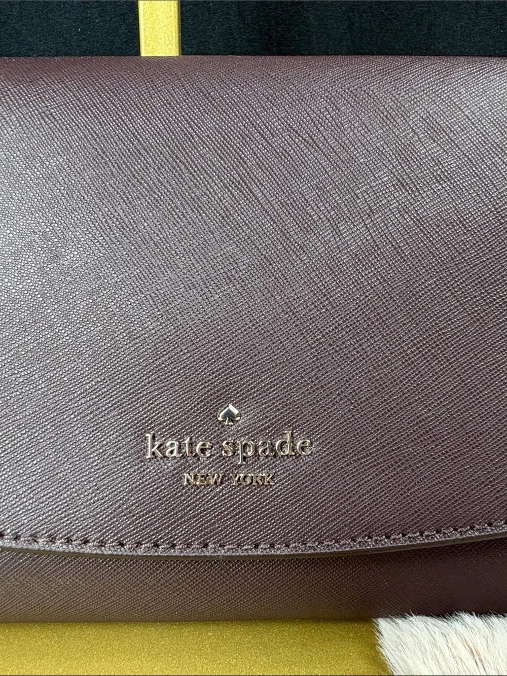 Kate Spade Laurel Way Greer Saffiano Leather Crossbody Bag Chocolate Cherry NWT
